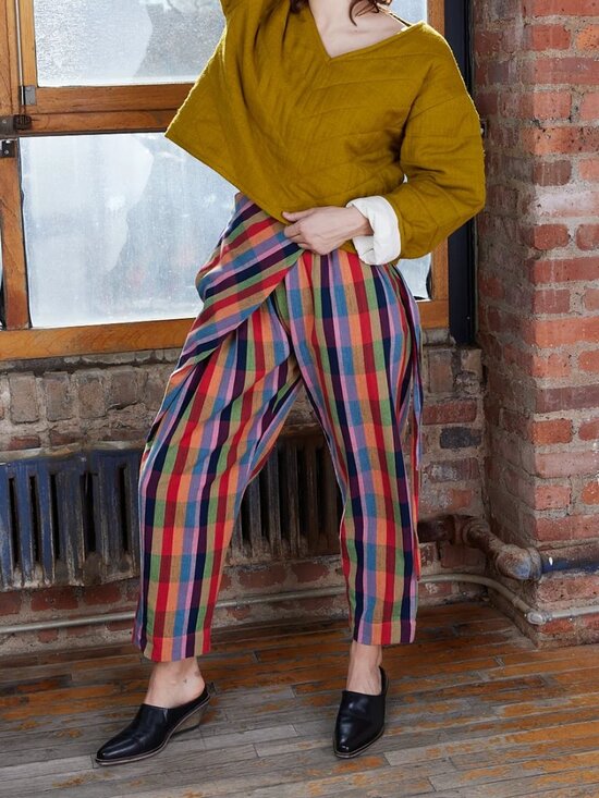 Rujuta Sheth Pants - Rujuta Sheth VENUS PANTS | LOVEBIRD CHEX Size L